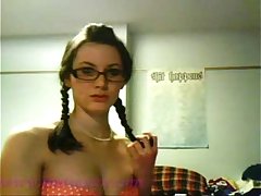 Amateur College Girl Wearing Glasses Showing Tits