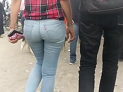 Sexy Indian round ass girl walking in public