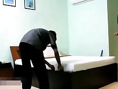 Indian Bhabhi In Blue Lingerie Teasing Young Room Service Boy