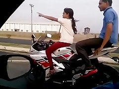 Indian Girl Bike Stunt on Road