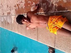 Sexy Indian boy by pool